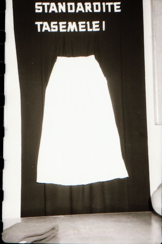 Negatiiv. Teeninduskombinaat "haapsalu" 1968.a. silmkoe toodete näidised. Seelik - mudel 1968.
Kopeerija: M. Arro, 1967.