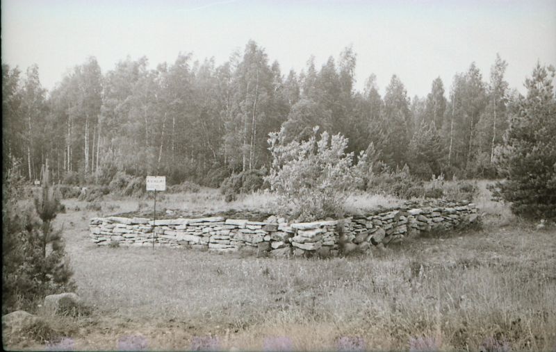 Negatiiv.  Kõmsi I tarandkalme. 19.06.1980.a.
Foto: Toivo Kempi.