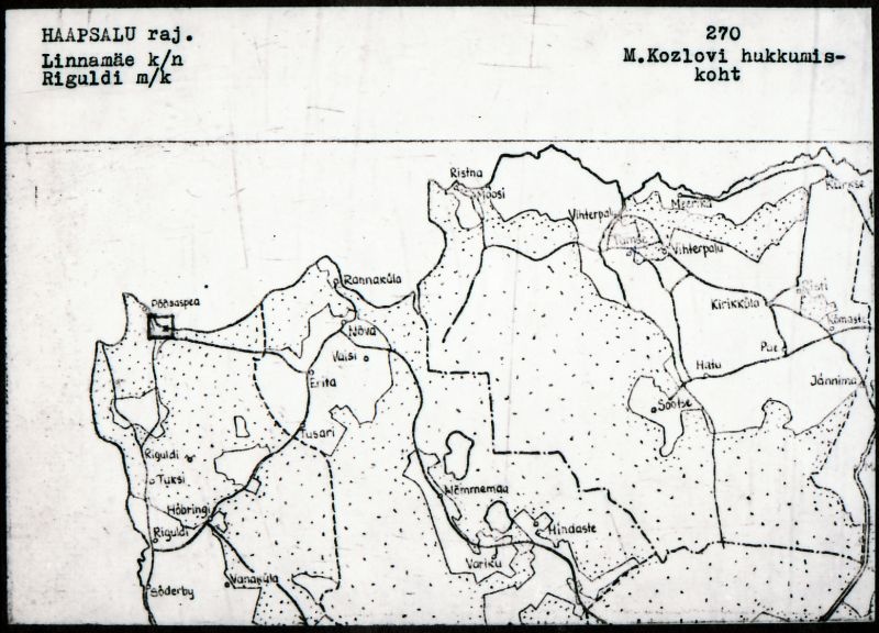 Negatiiv. Riguldi. M. Kozlovi hukkamiskoht.
Ü.p. 1976.