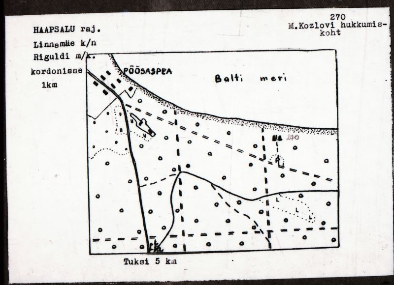 Negatiiv. Riguldi. M. Kozlovi hukkamiskoht.
Ü.p. 1976.