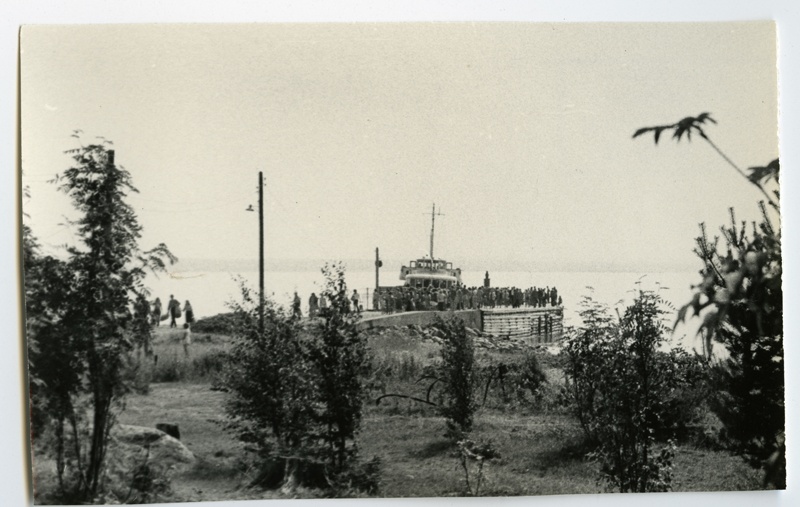 Ship with passengers at the port of Aegna
