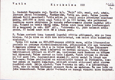 Negatiiv. Vatla kivikalme III.
Ü.p. 1976.  duplicate photo