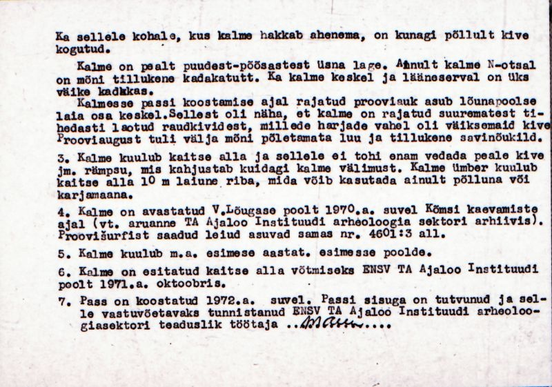 Negatiiv. Vatla kivikalme III.
Ü.p. 1976.