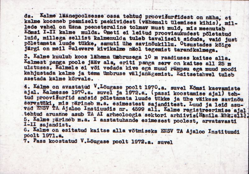 Negatiiv. Salevere kivikalme.
Ü.p. 1976.