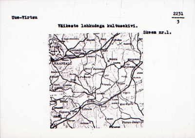 Negatiiv. Uue-Virtsu väikeste lohkudega kultusekivi.
Ü.p. 1976.  duplicate photo