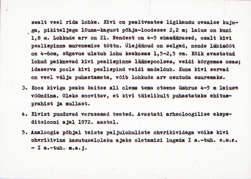 Negatiiv. Linnuse. Ohvrikivi.
Ü.p. 1976.