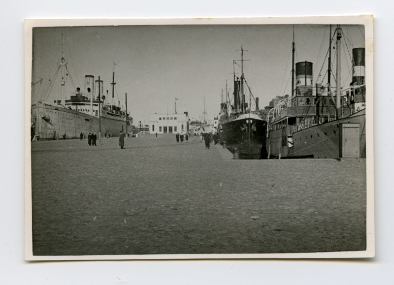 View of Tallinn port passenger bridge. The steam ship "Aegna" stands at the forefront