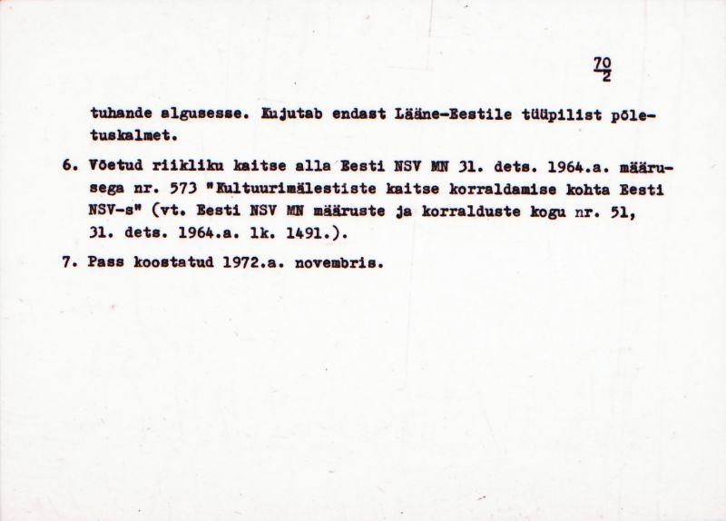Negatiiv. Väike-Kalju. Kivikalme.
Ü.p. 1976.