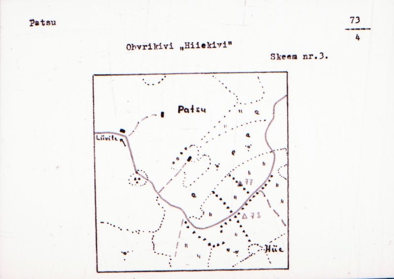 Negatiiv. Patsu. Ohvrikivi "Hiiekivi".
Ü.p. 1976.