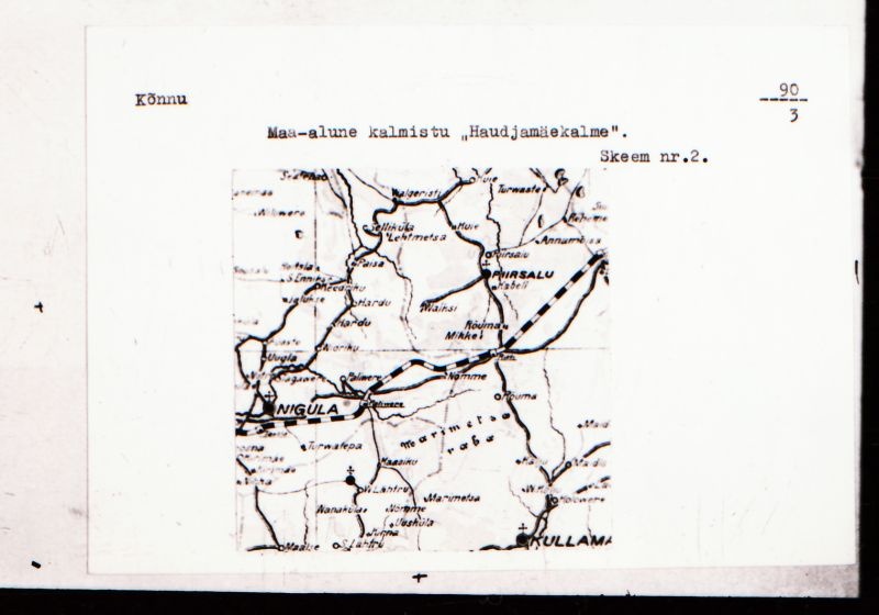 Negatiiv. Kõnnu. Maa-alune kalmistu. Haudjamäe kalme.
Ü.p. 1976.