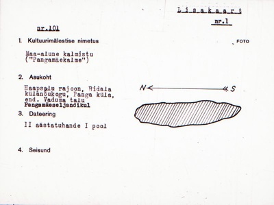 Negatiiv.  Panga. Pangamäe kalme.
Ü.p. 1976.  duplicate photo