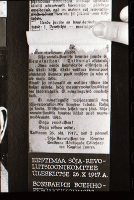 Negatiiv. 1917. a sündmusi Haapsalus ja selle ümbruses kajastav materjal. Ümberpildistus trükisest. Ümberpildistas Mihail Naumov, 1987.  duplicate photo