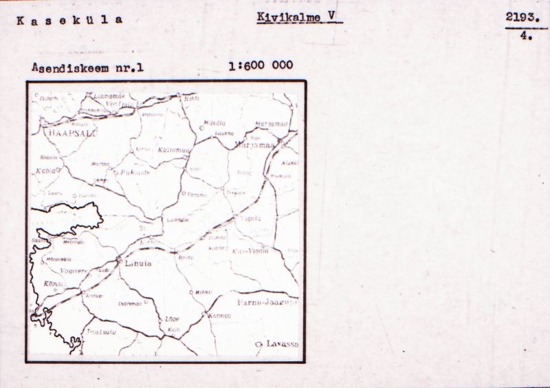 Negatiiv. Kaseküla. Kivikalme V.
Ü.p. 1976.