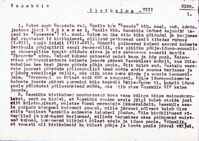 Negatiiv. Kaseküla. Kivikalme VIII.
Ü.p. 1976.  similar photo