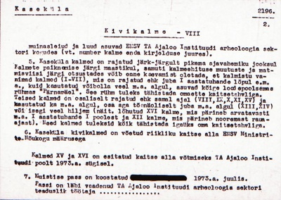 Negatiiv. Kaseküla. Kivikalme VIII.
Ü.p. 1976.  duplicate photo