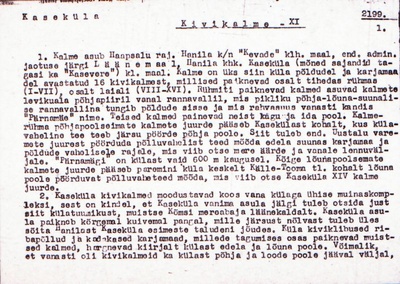 Negatiiv. Kaseküla. Kivikalme XI.
Ü.p. 1976.  similar photo