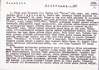 Negatiiv. Kaseküla. Kivikalme XIV.
Ü.p. 1976.  similar photo