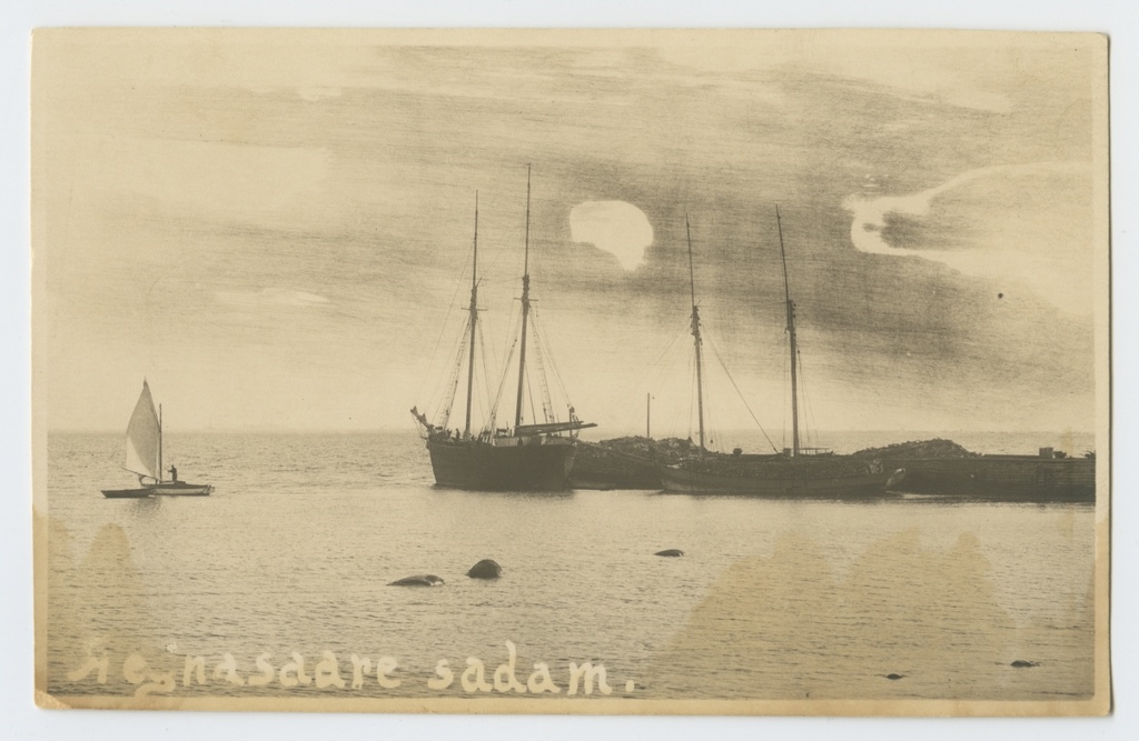 Sailing ships in the port of Aegna Island