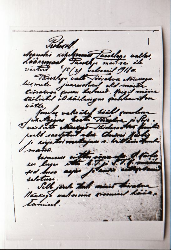Negatiiv. 1917. a sündmusi Haapsalus ja selle ümbruses kajastav materjal. Ümberpildistus trükisest. Ümberpildistas Mihail Naumov, 1987.