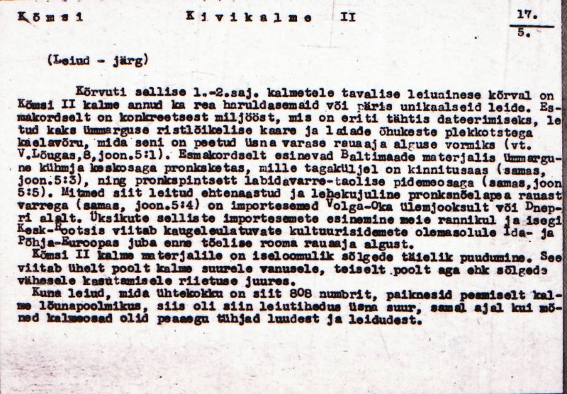 Negatiiv.  Kõmsi. Kivikalme II.
Ü.p. 1976.