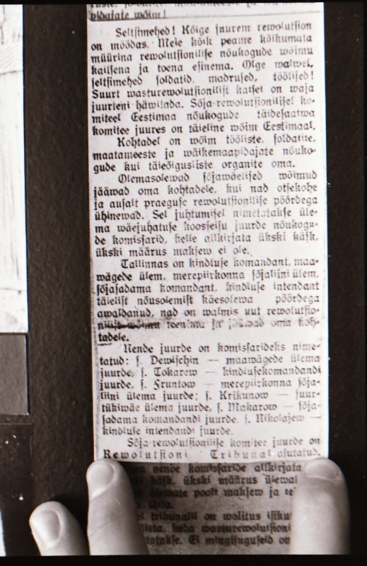 Negatiiv. 1917. a sündmusi Haapsalus ja selle ümbruses kajastav materjal. Ümberpildistus trükisest. Ümberpildistas Mihail Naumov, 1987.