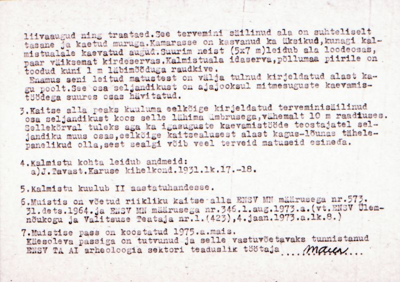 Negatiiv.  Jürise. Maa-alune kalmistu.
Ü.p. 1976.