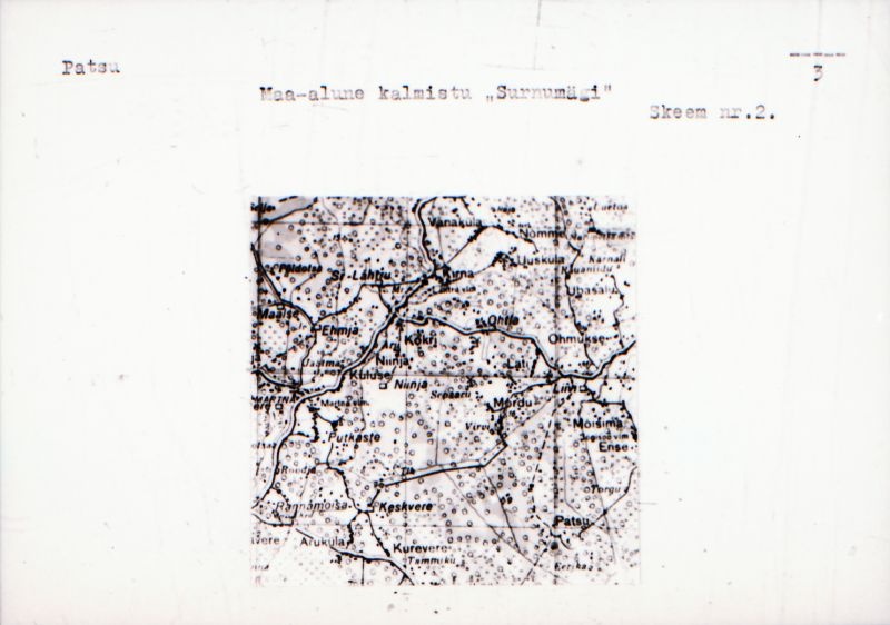 Negatiiv. Patsu. Maa-alune kalmistu "Surnumägi".
Ü.p. 1976.