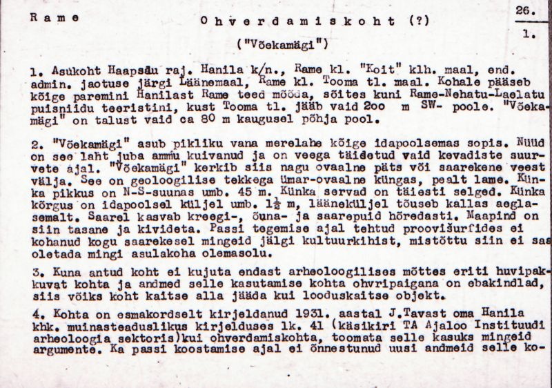 Negatiiv.  Rame.  "Võekamägi".
Ü.p. 1976.