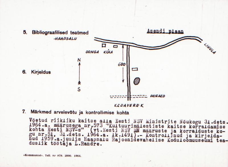Negatiiv. Oonga küla. Ohvrikivi "Hiiekivi".
Ü.p. 1976.