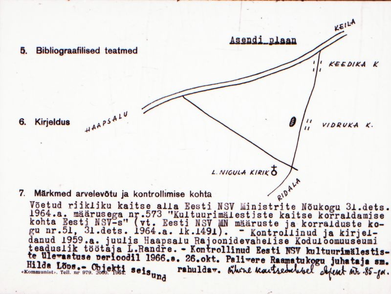 Negatiiv.  Vidruka. Kivikalme.
Ü.p. 1976.