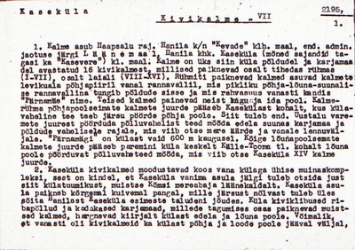 Negatiiv. Kaseküla. Kivikalme VII.
Ü.p. 1976.  duplicate photo