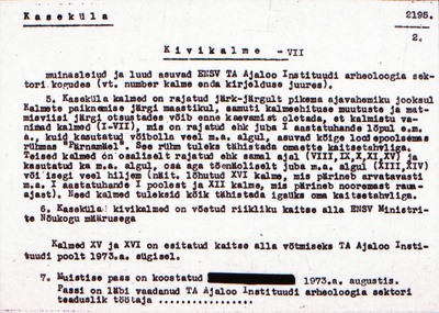 Negatiiv. Kaseküla. Kivikalme VII.
Ü.p. 1976.  duplicate photo