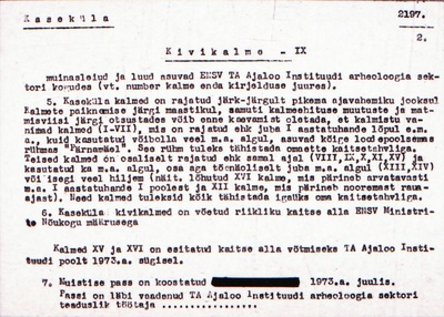 Negatiiv. Kaseküla. Kivikalme IX.
Ü.p. 1976.  duplicate photo