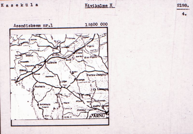 Negatiiv. Kaseküla. Kivikalme X.
Ü.p. 1976.
