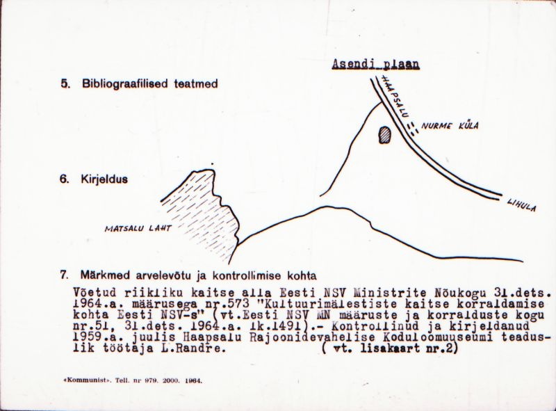 Negatiiv.  Kirna külanõukogu. Väike-Rõude. Maa-alune kalmistu.
Ü.p. 1976.