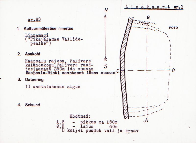 Negatiiv. Palivere. Linnamägi "Pikajalamäe Vallidepealne".
Ü.p. 1976.