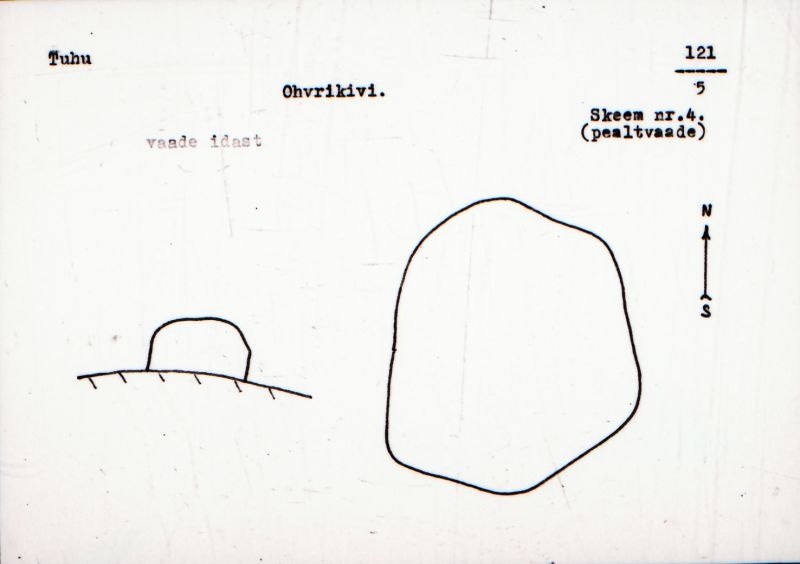 Negatiiv.  Tuhu. Ohvrikivi. 
Ü.p. 1976.
