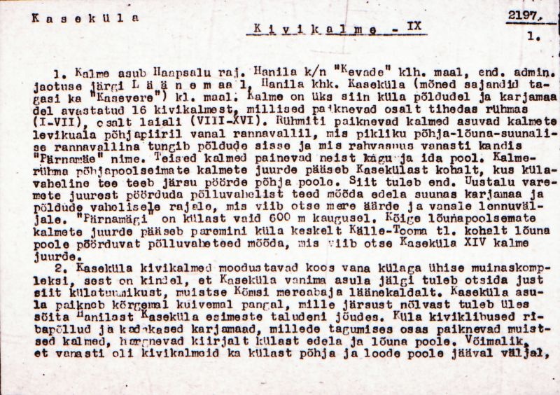 Negatiiv. Kaseküla. Kivikalme IX.
Ü.p. 1976.
