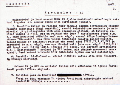 Negatiiv. Kaseküla. Kivikalme II.
Ü.p. 1976.  duplicate photo
