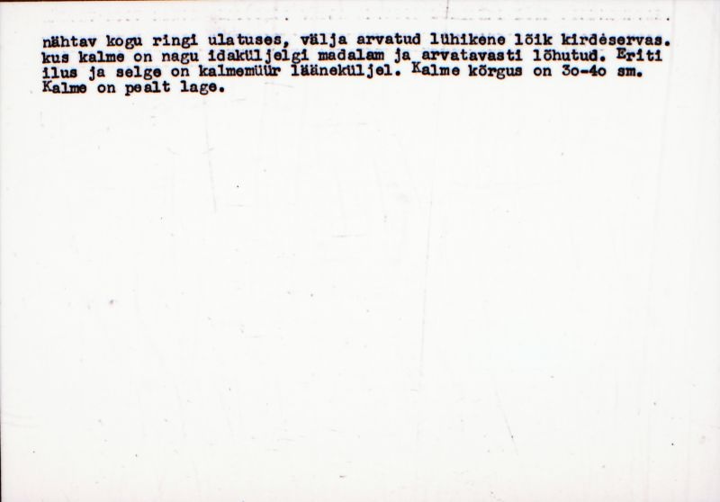 Negatiiv. Kaseküla. Kivikalme III.
Ü.p. 1976.