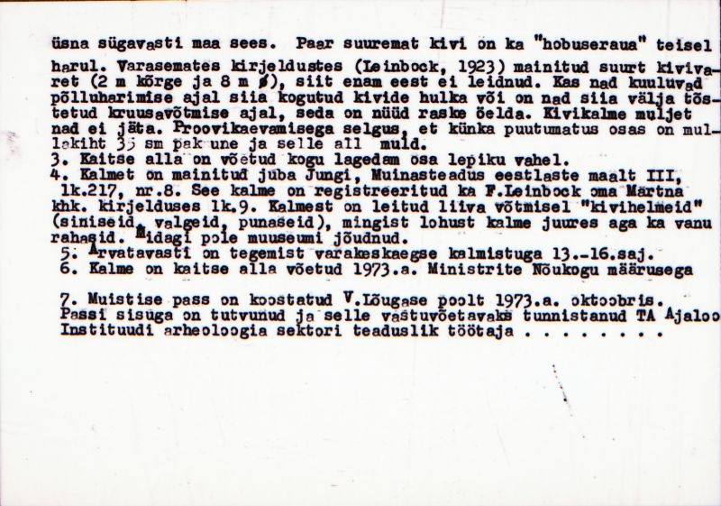 Negatiiv. Kirna. Maa-alune kalmistu ("Kalmumägi").
Ü.p. 1976.
