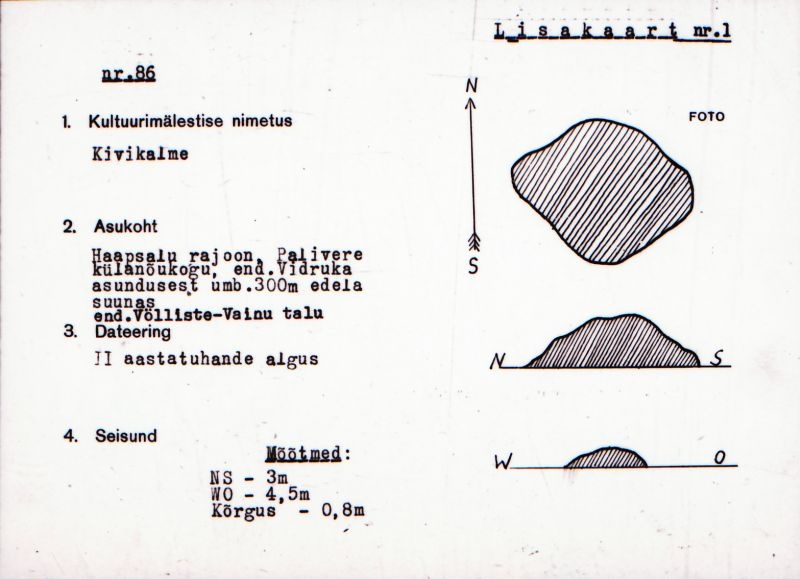 Negatiiv.  Vidruka. Kivikalme.
Ü.p. 1976.