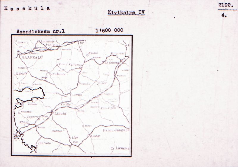 Negatiiv. Kaseküla. Kivikalme IV.
Ü.p. 1976.