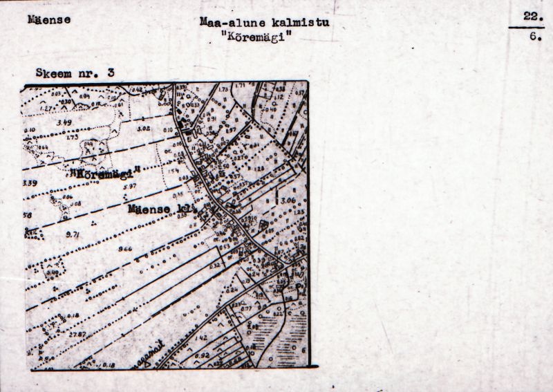 Negatiiv.  Mäense. Maa-alune kalmistu "Kõremägi".
Ü.p. 1976.