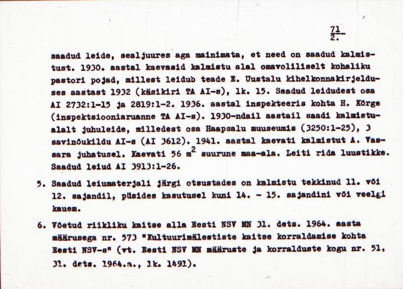Negatiiv. Kullamaa. Maa-alune kalmistu.
Ü.p. 1976.