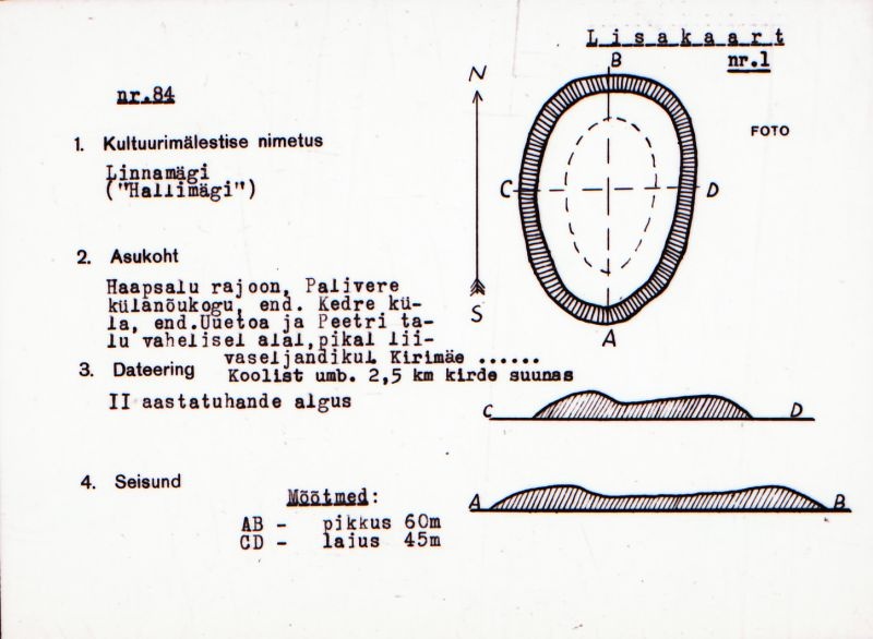 Negatiiv. Kedre. Linnamägi "Hallimägi".
Ü.p. 1976.