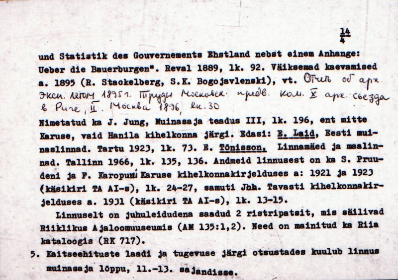 Negatiiv.  Linnuse. Linnamägi.
Ü.p. 1976.