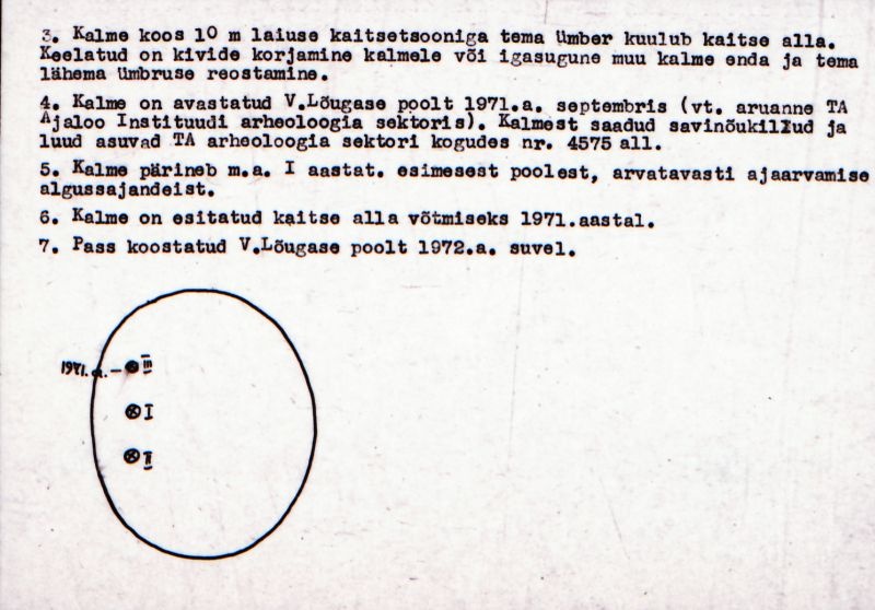 Negatiiv. UUe-Virtsu kivikalme I.
Ü.p. 1976.