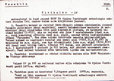 Negatiiv. Kaseküla. Kivikalme IV.
Ü.p. 1976.  duplicate photo