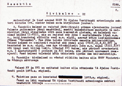 Negatiiv. Kaseküla. Kivikalme XI.
Ü.p. 1976.  duplicate photo